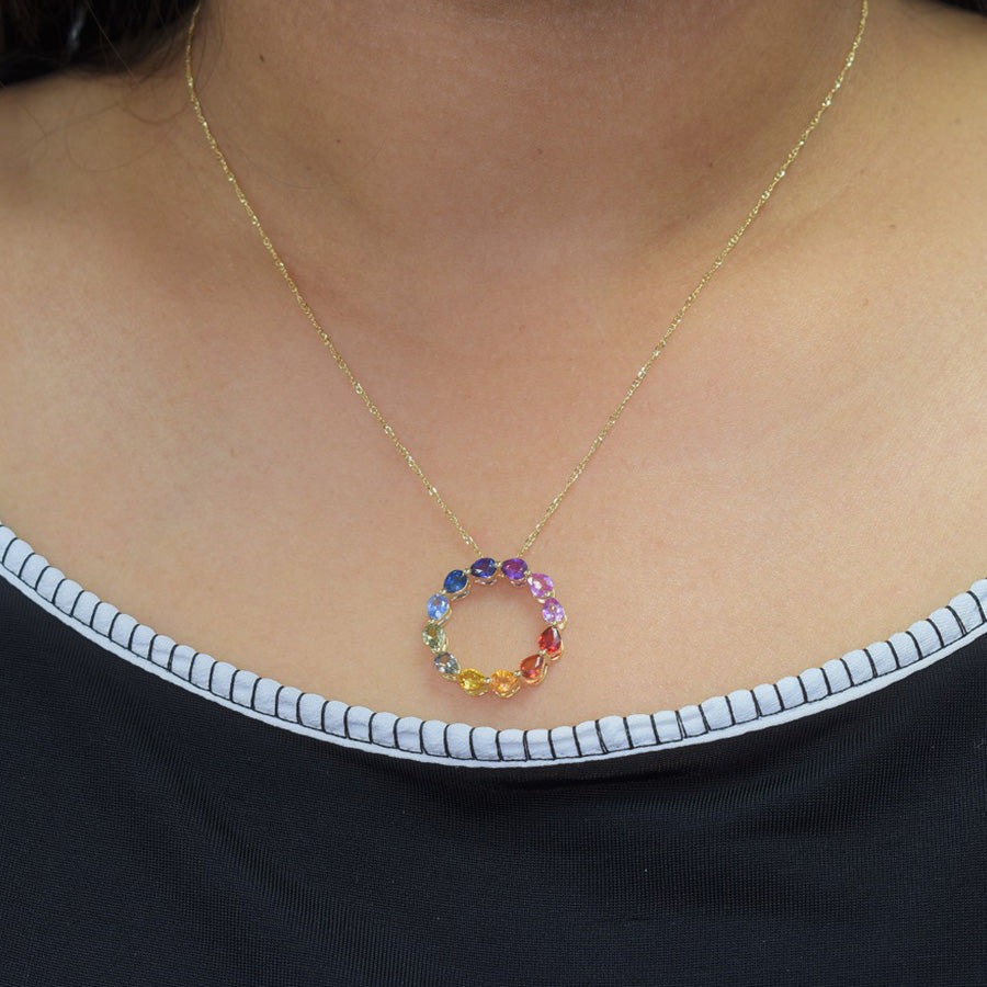 Pear Sapphires Rainbow Pendant