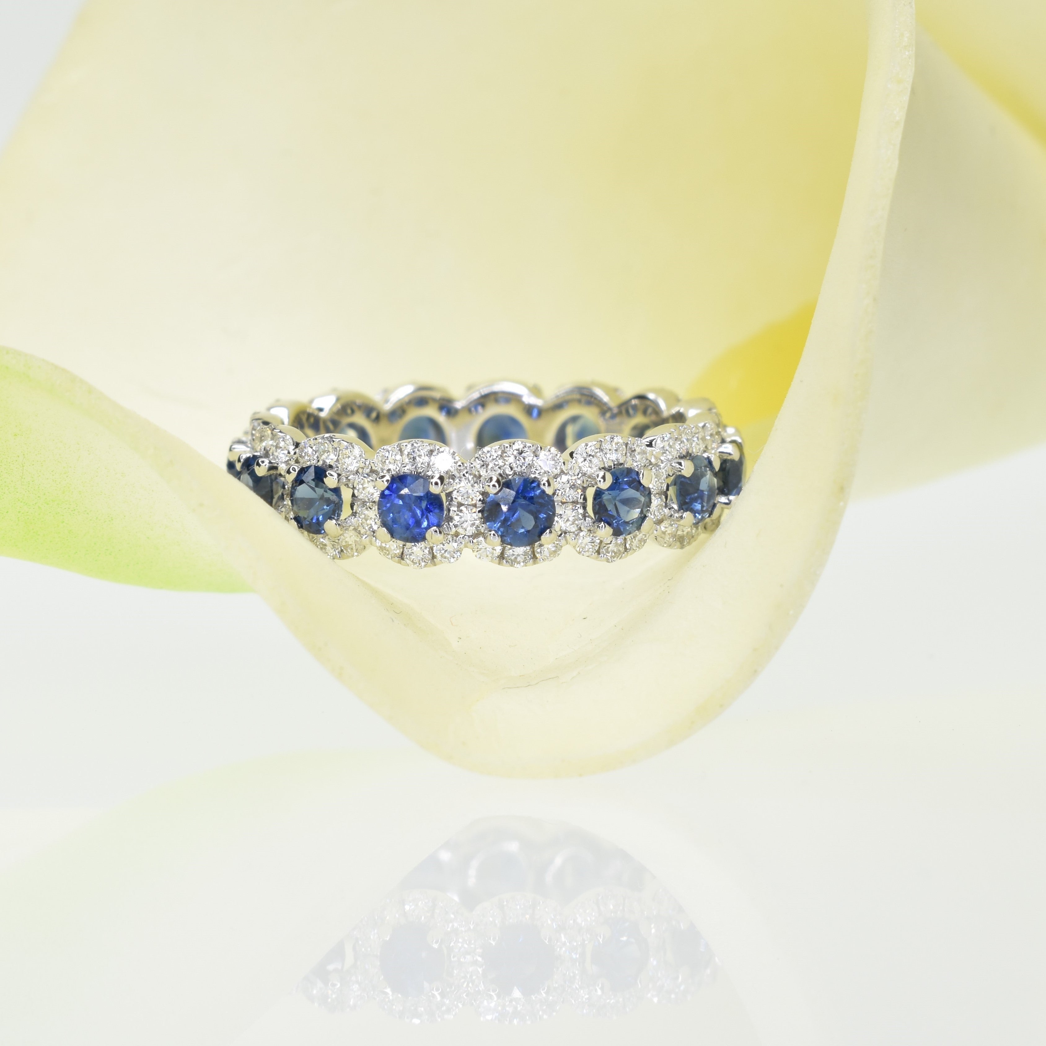 Halo Sapphire Eternity Ring