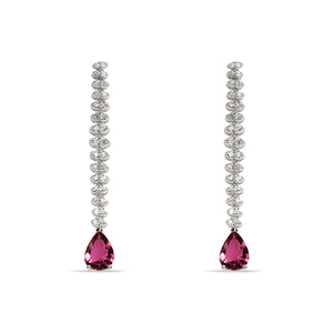 Dangling Diamond Earrings with Pink Tourmaline