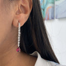 Dangling Diamond Earrings with Pink Tourmaline