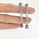 Dangling Diamond Earrings with Pink Tourmaline