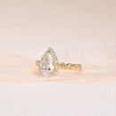Pear Diamond Ring with Delicate Halo