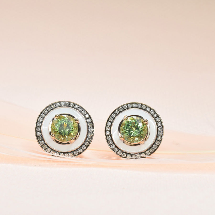 Tourmaline Earrings with Enamel