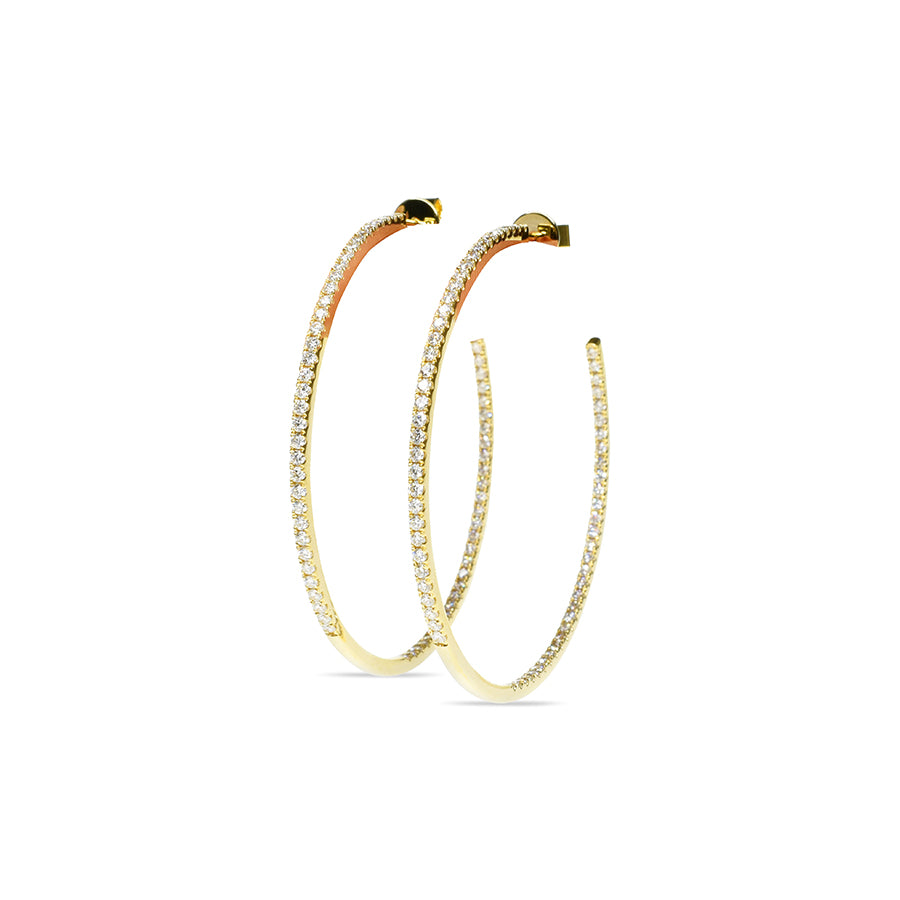 53mm Wide Stylish Diamond Hoops with 1.6mm Diamonds