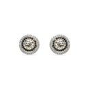 Solitaire Earrings with Black and White Halo Jackets