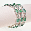 Multi Layered Emerald Diamond Bracelet