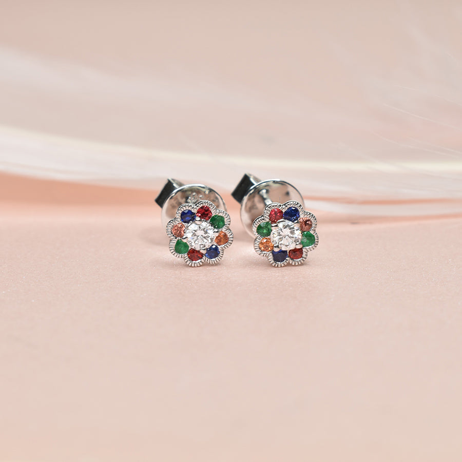 Gemstone Floral Baby Studs