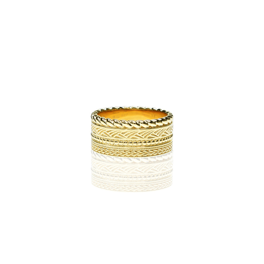Multi Textured Gold Band