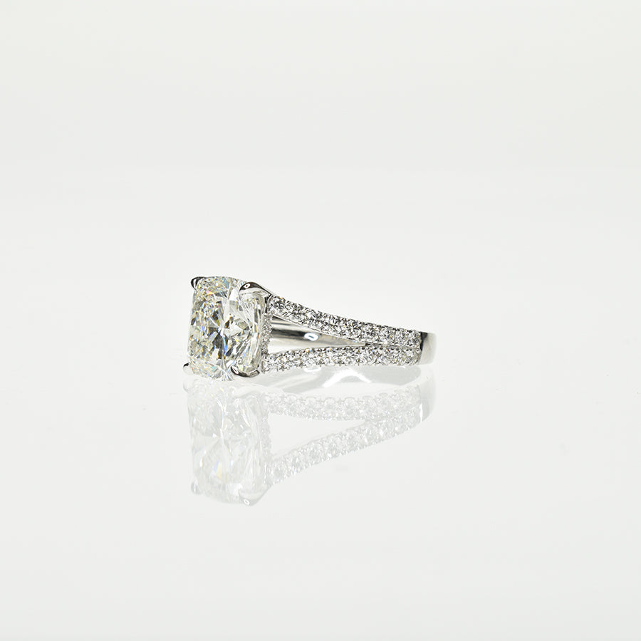 Cushion Cut Ring with Split Shank