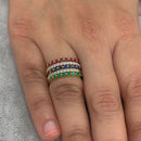 Gemstone Rings with Shared Prongs