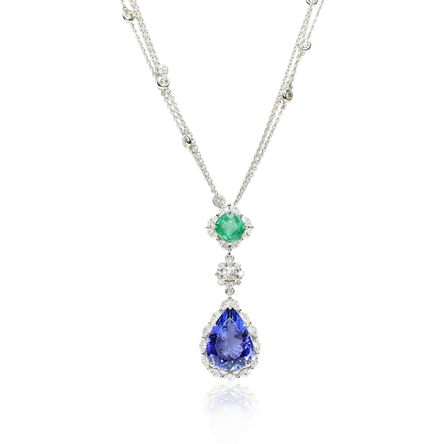 Tanzanite and Emerald Pendant