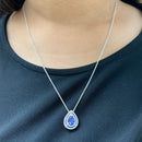 Pear Shaped Tanzanite Pendant with Double Halos