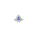 Pear Shaped Tanzanite Ring  with Double Halos