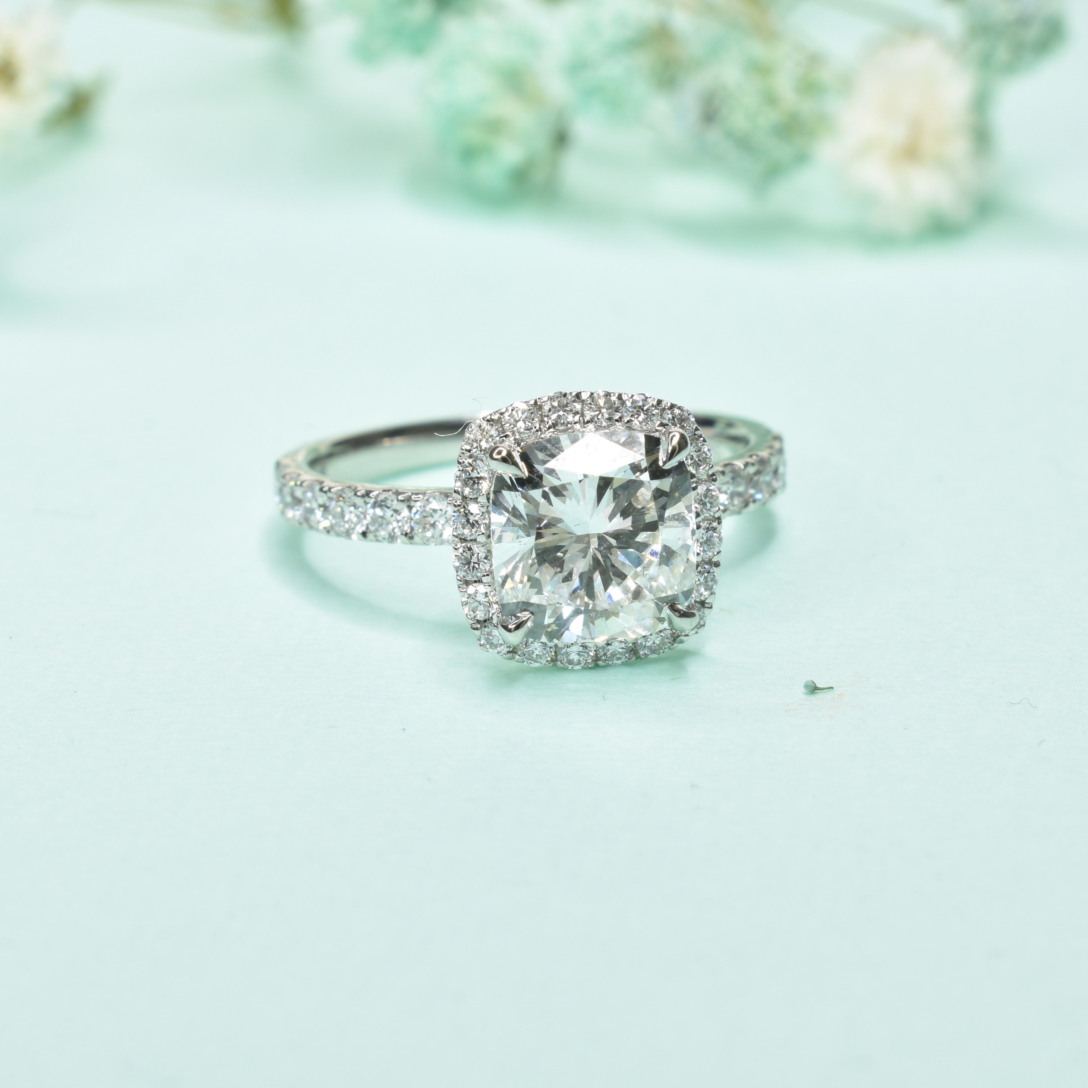 Cushion Cut Halo Diamond Ring