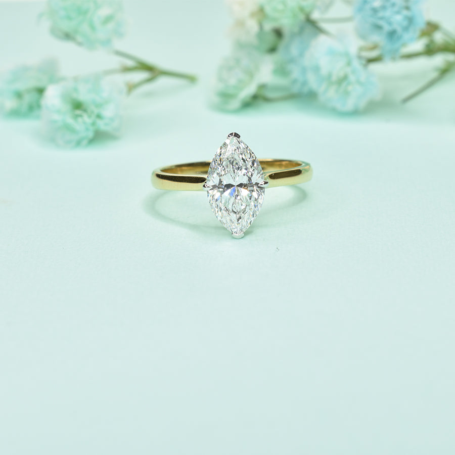 Marquise Diamond Ring with Tapered Band