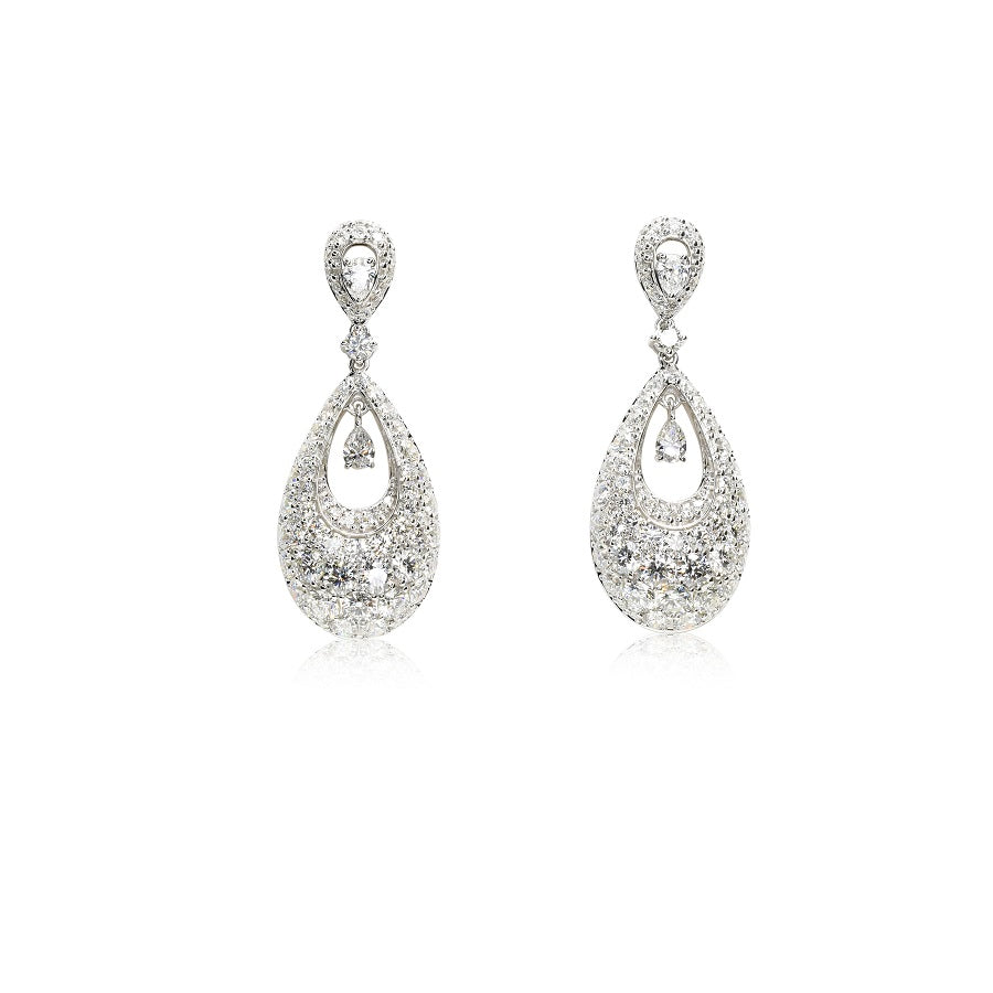 Dangling Pear Shape Diamond Earrings