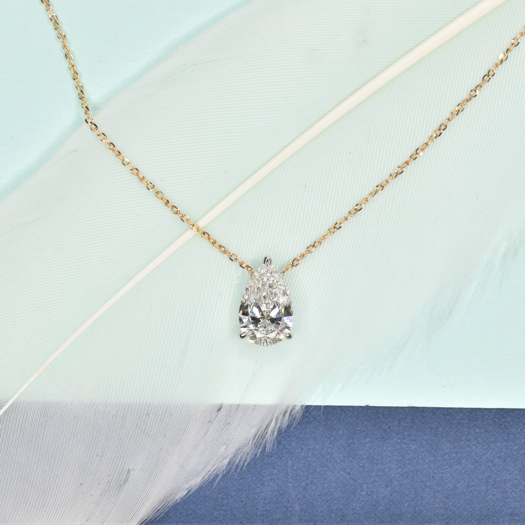 Pear Shaped Lab Grown Diamond Necklace