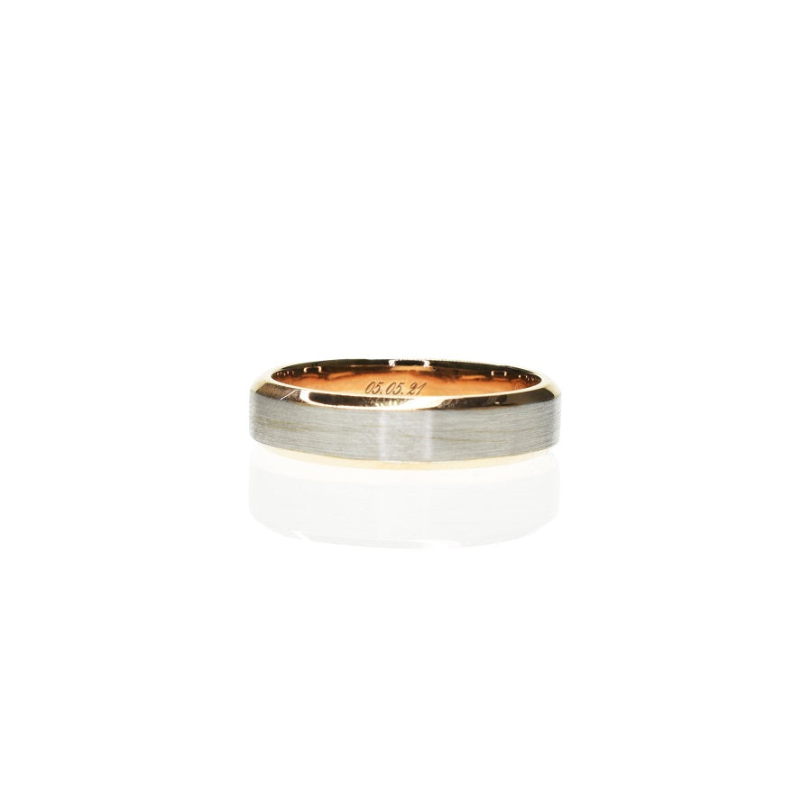 Dual Tone Wedding Band 5mm Wide