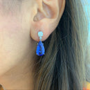 Diamond and Pear Shaped Tanzanite Earrings