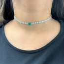 Diamond Choker with a Heart Emerald