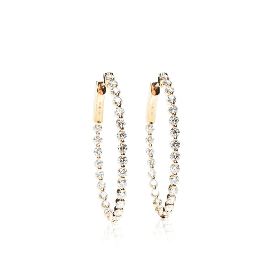 Shared Prong Oval Hoops with 2.6mm Diamonds