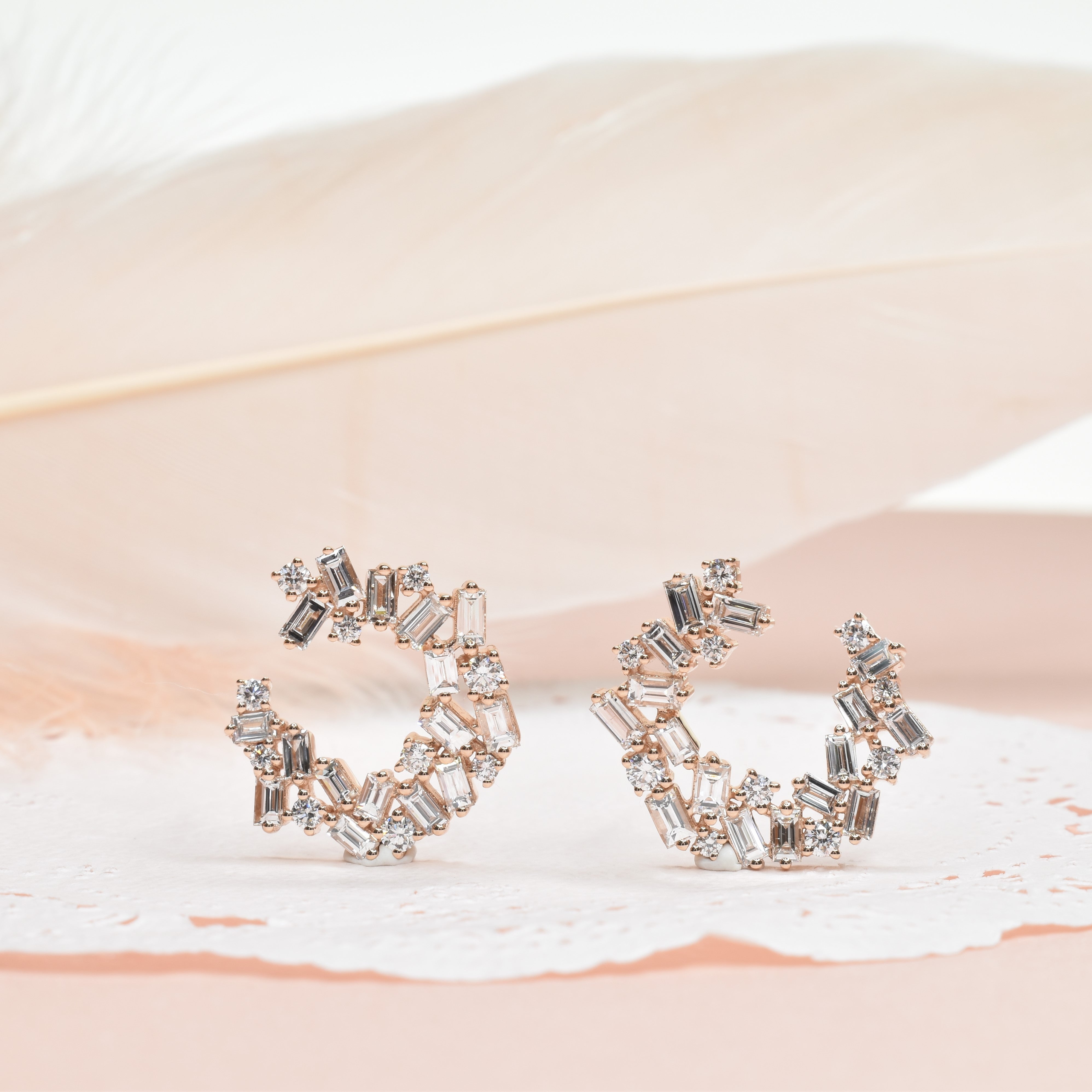 Baguette Diamond Front and Back Earrings