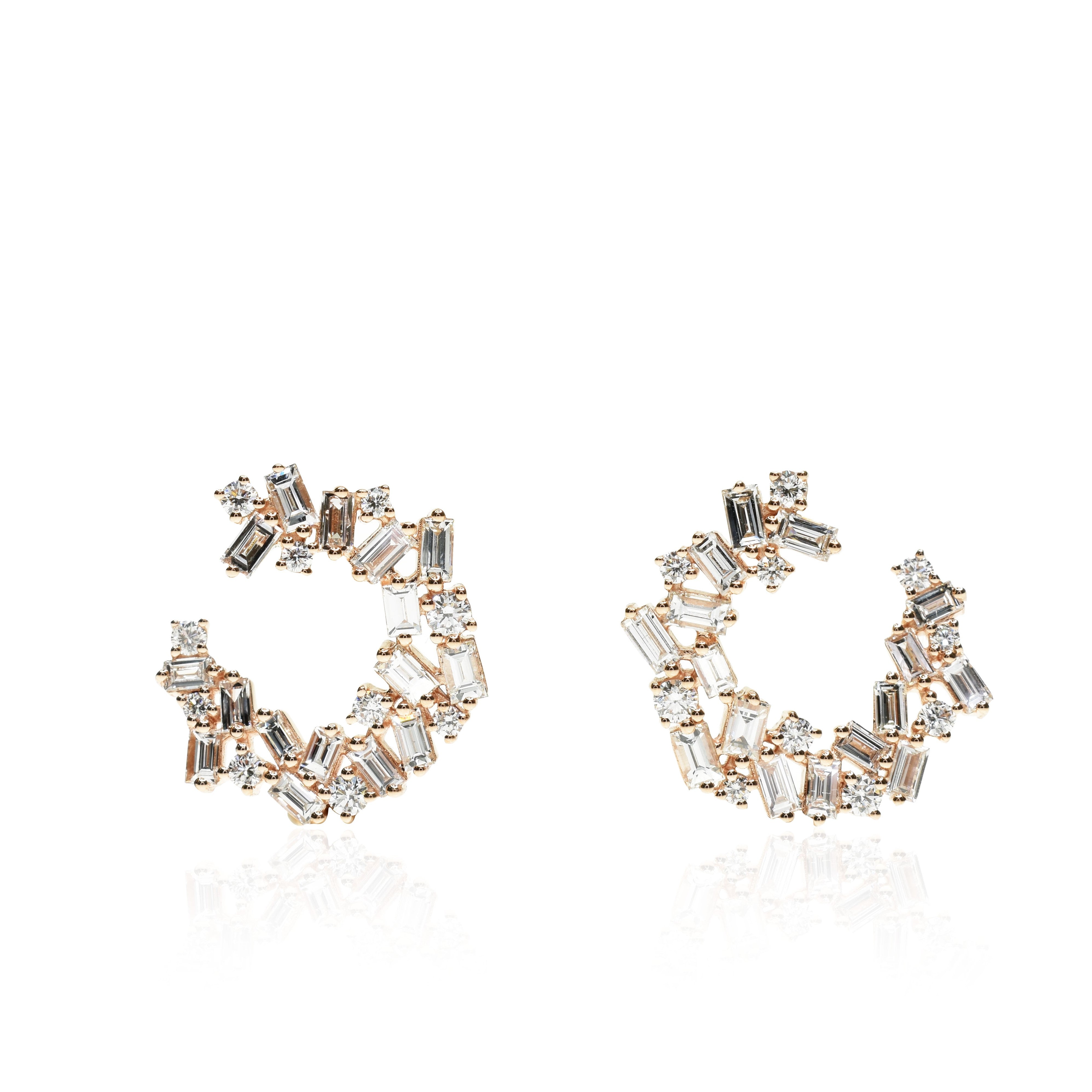 Baguette Diamond Front and Back Earrings