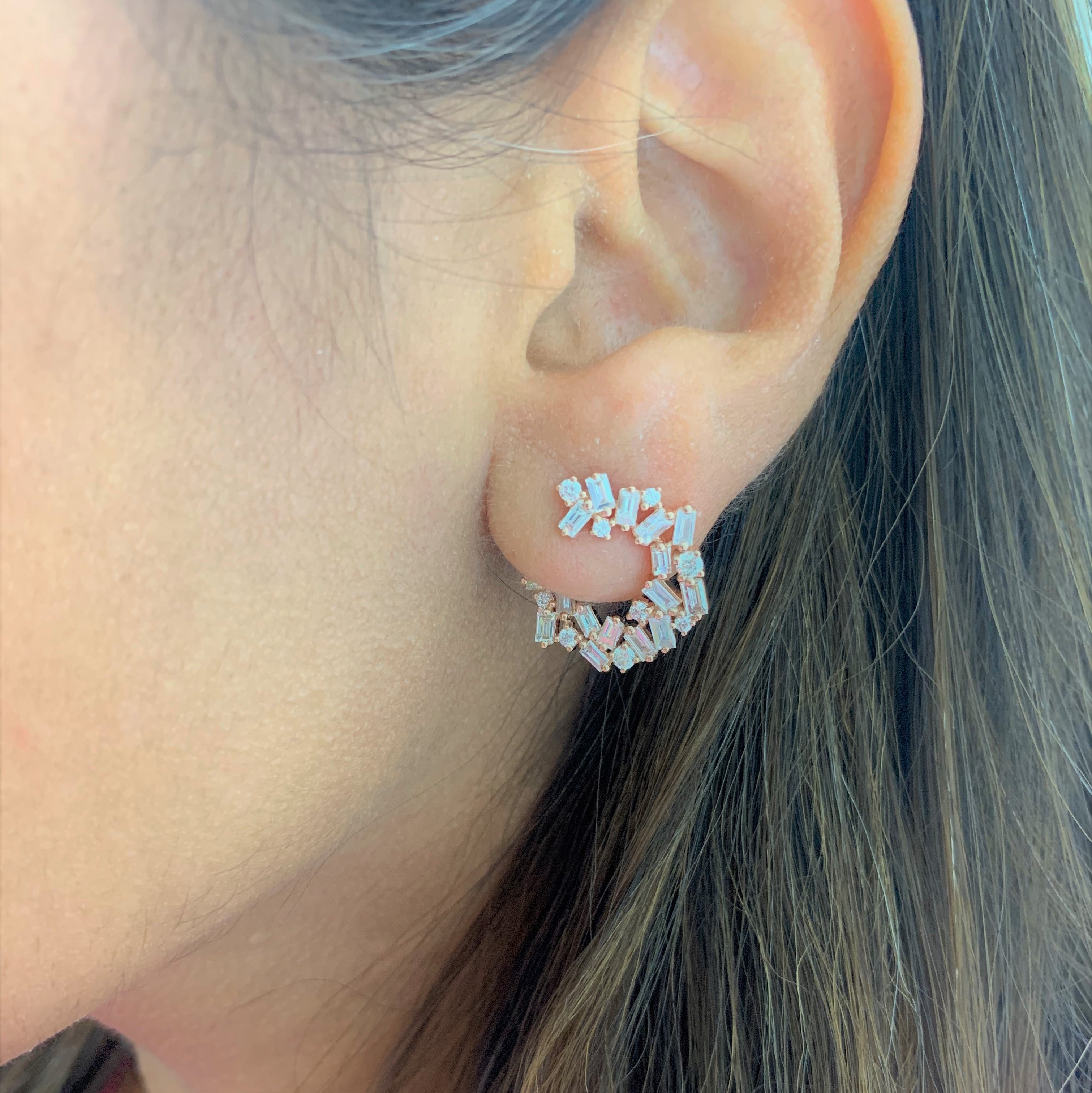 Baguette Diamond Front and Back Earrings