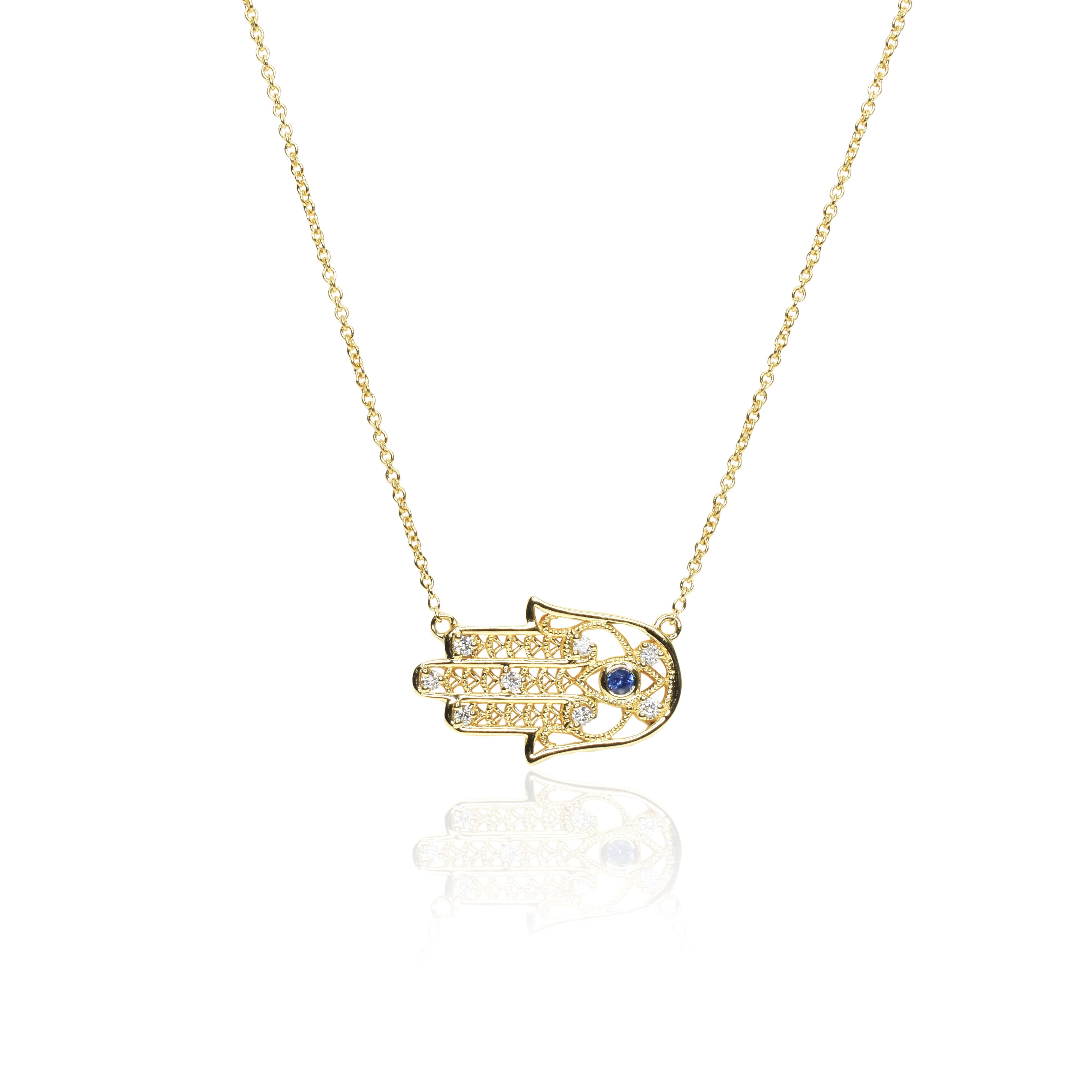 Gold Hamsa Diamond Necklace