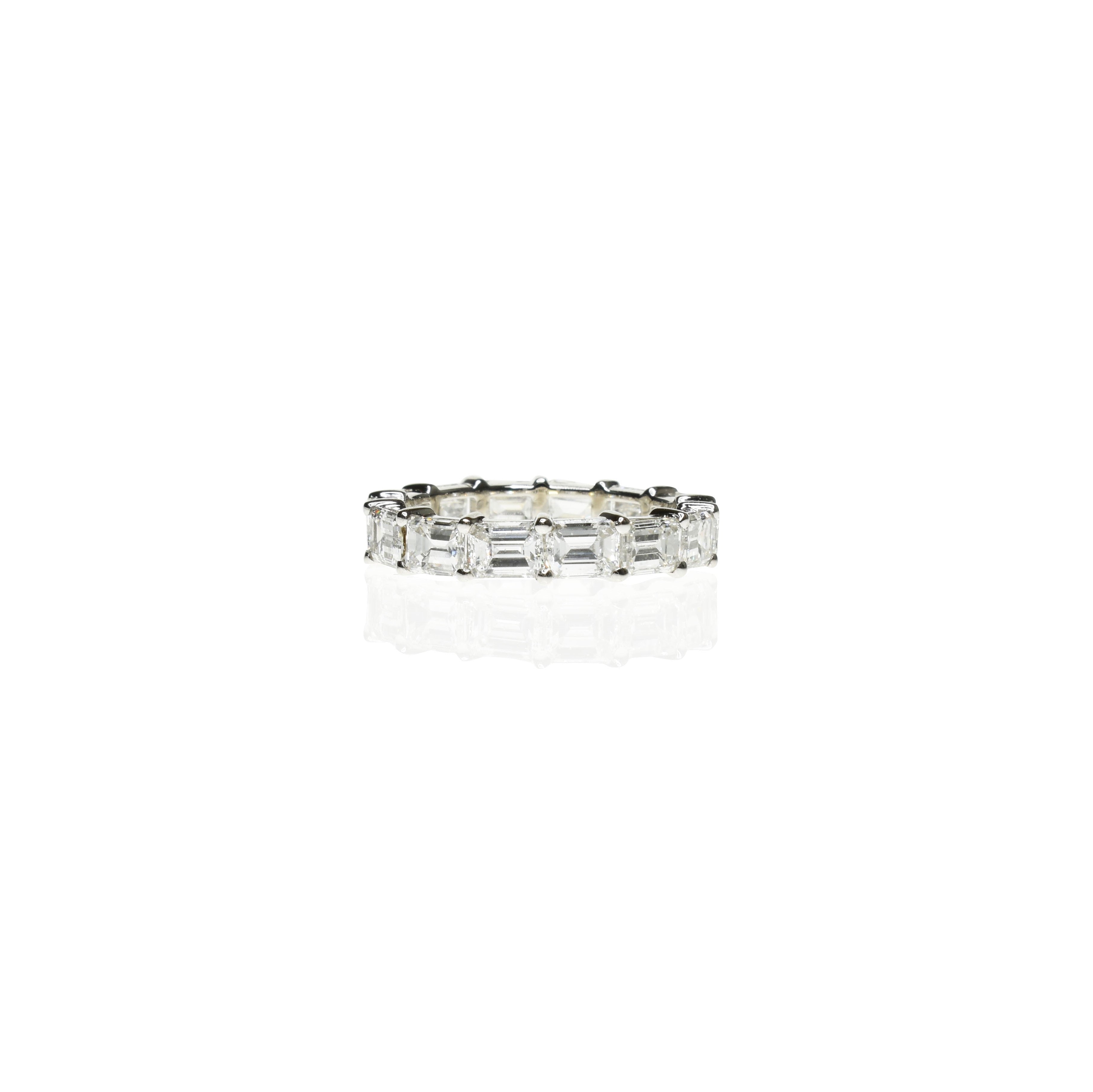 Sideways Set Emerald Cut Diamond Eternity Band