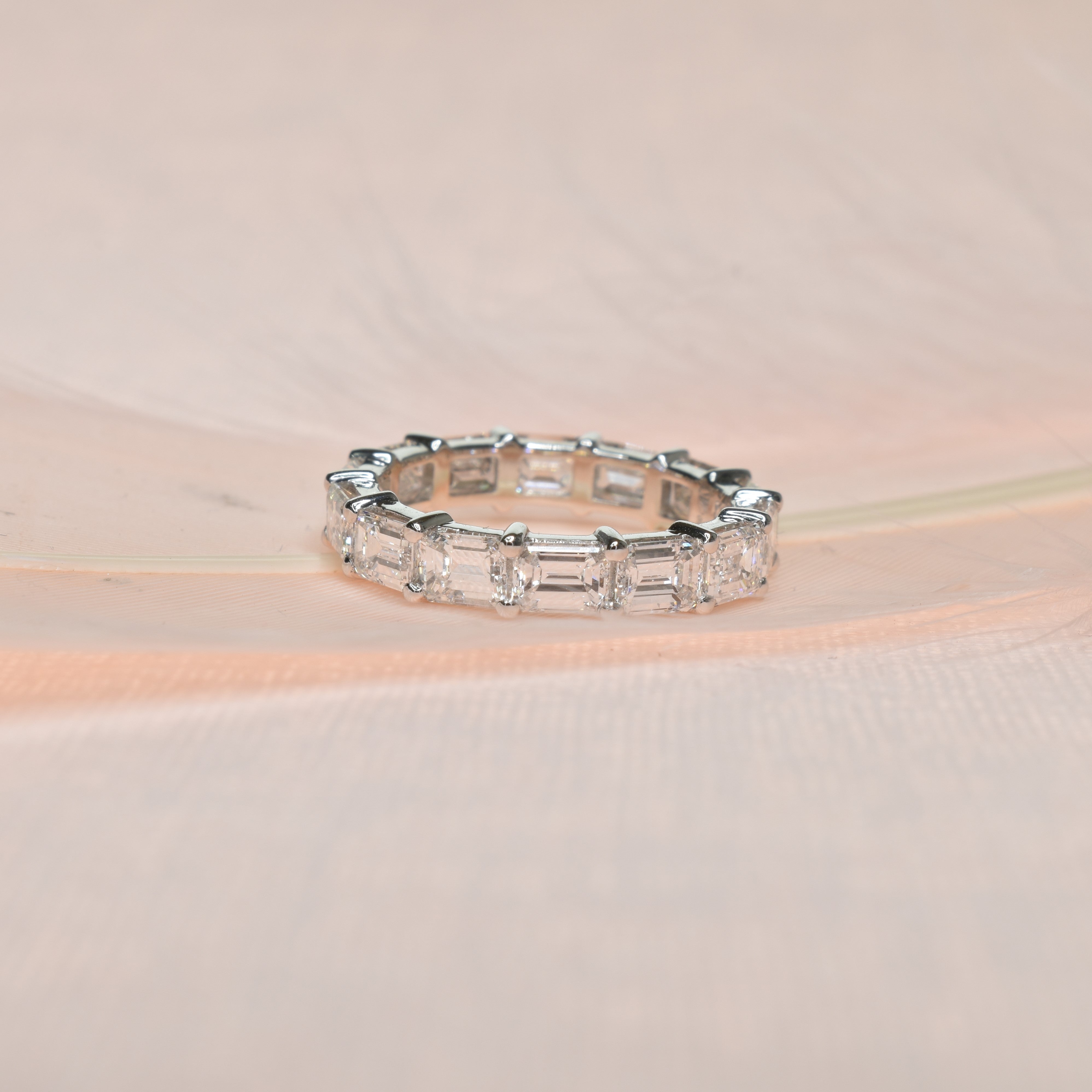 Sideways Set Emerald Cut Diamond Eternity Band