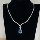 Pear Diamond Necklace with a Detachable Aquamarine