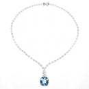 Pear Diamond Necklace with a Detachable Aquamarine