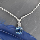 Pear Diamond Necklace with a Detachable Aquamarine